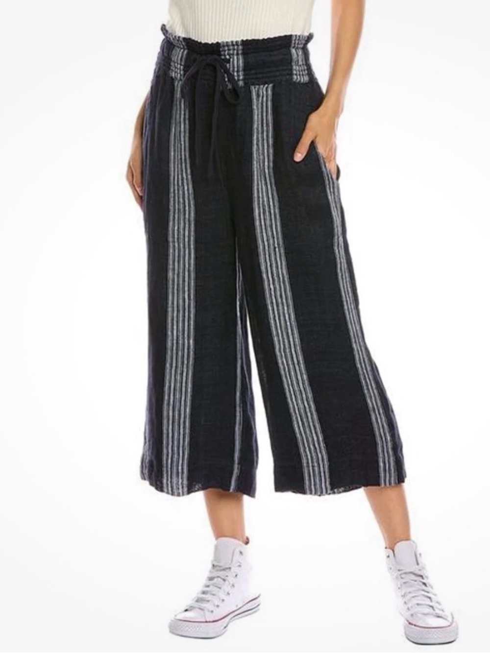 Sea New York navy and White Striped Wide-Leg Linen Pants size 4